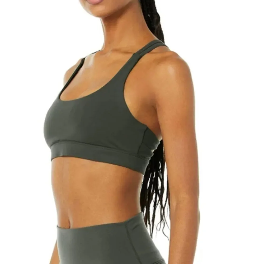 Alo Yoga Airbrush Suspension Sports Bra In Dark Cactus